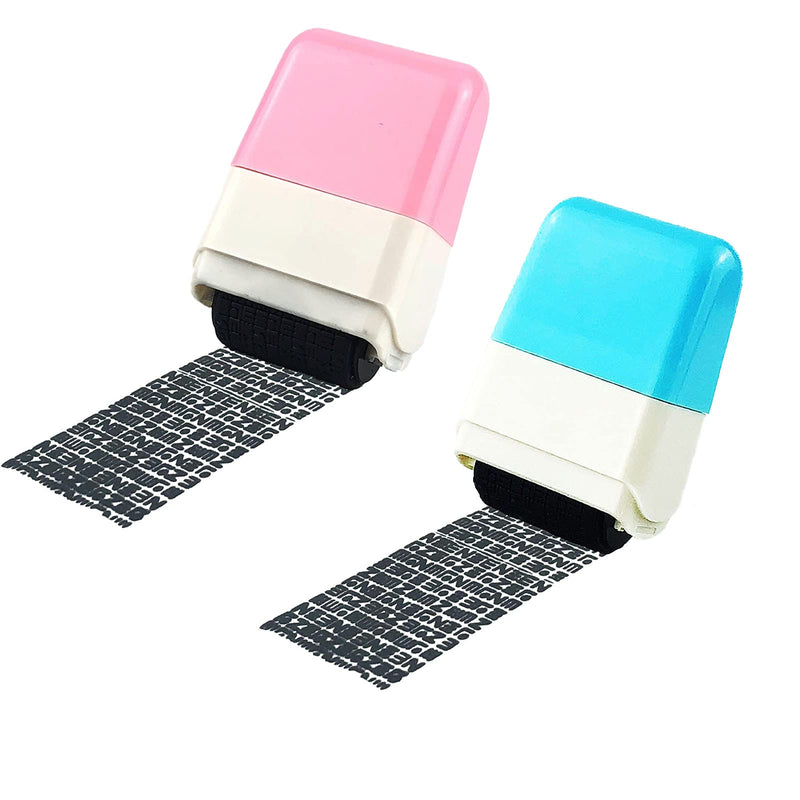  [AUSTRALIA] - 2Pcs Identity Protection Roller Stamps Identity Prevention Theft Stamp Wide Rolling Security Stamp for Privacy Protection, ID Blockout and Address Blocker (Pink and Blue) Pink and Blue