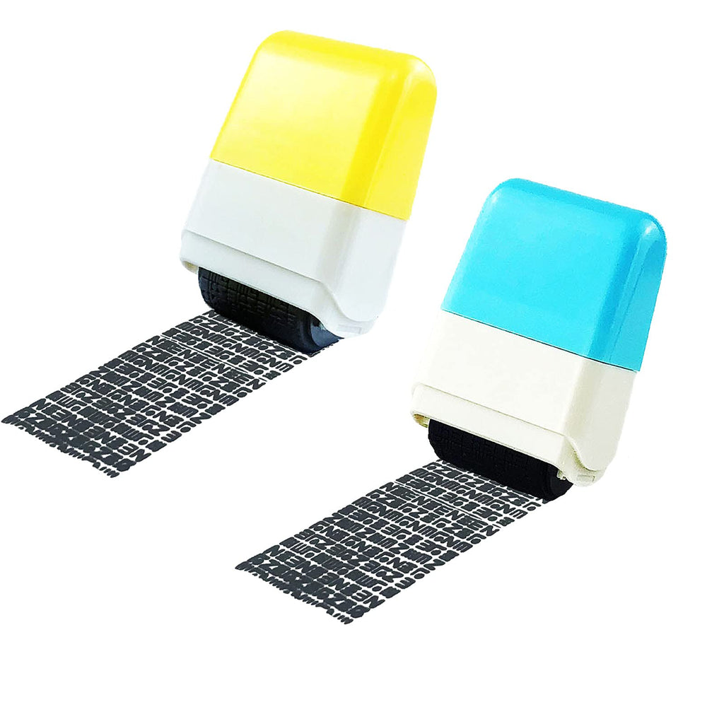  [AUSTRALIA] - 2Pcs Identity Protection Roller Stamps Identity Prevention Theft Stamp Wide Rolling Security Stamp for Privacy Protection, ID Blockout and Address Blocker (Yellow and Blue) Yellow and Blue