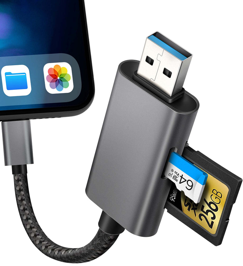 SD Card Reader for iPhone/iPad,Micro SD Card Reader for iPhone,iPad and Pcs,Trail Camera Viewer Reader with Dual Slots,Plug and Play,No Apps Needed - LeoForward Australia
