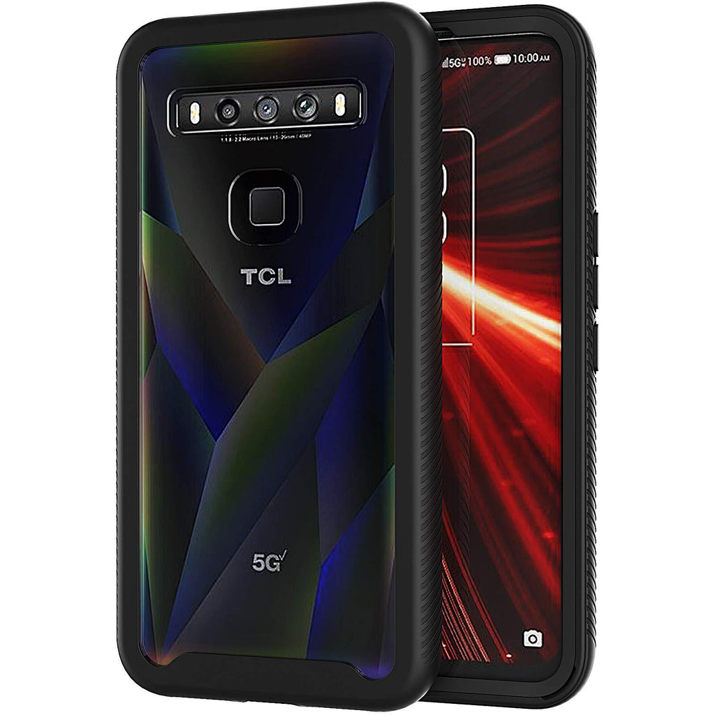 Ailiber Case for TCL 10 5G UW (Verizon), Crystal Clear Rugged Bumper Case, TCL 10 5G UW Full Body Heavy Duty Shockproof Protective, Dual-Layer Soft TPU Frame Durable Case for TCL 10 UW 6.5 in - Black Clear & Black - LeoForward Australia