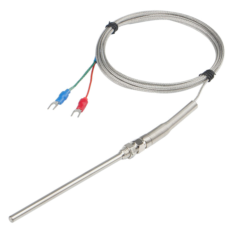  [AUSTRALIA] - CGELE K-Type Thermocouple Temperature Sensors 0~600℃，2M/6.6Ft Wire Probe Length 100mm Two Wire 100×5mm Stainless Steel Probe Temperature Detector Temperature Gauge… Probe Length 100mm(2M)