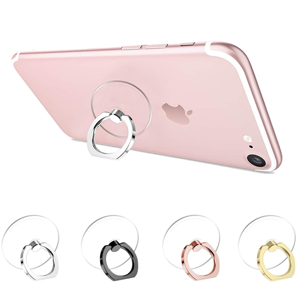  [AUSTRALIA] - Jsoerpay Cell Phone Ring Holder, Transparent Ring Holder 360°Rotation Finger Ring Stand, Clear Cell Phone Kickstand Compatible with Most of Phones, Tablet and Case, (1Silver+1Black+1Rose Gold+1Gold) 1Silver+1Black+1Rose Gold+1Gold