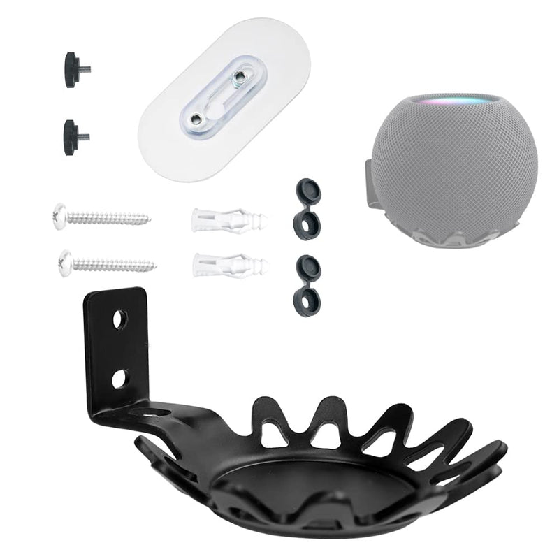  [AUSTRALIA] - EMAQUIN Wall Mount Bracket for Homepod Mini (Drill Free,Sturdy Metal,Durable Paint Finish,Easy Install on The Wall,Compatible with Homepod Mini, Black) Single pc