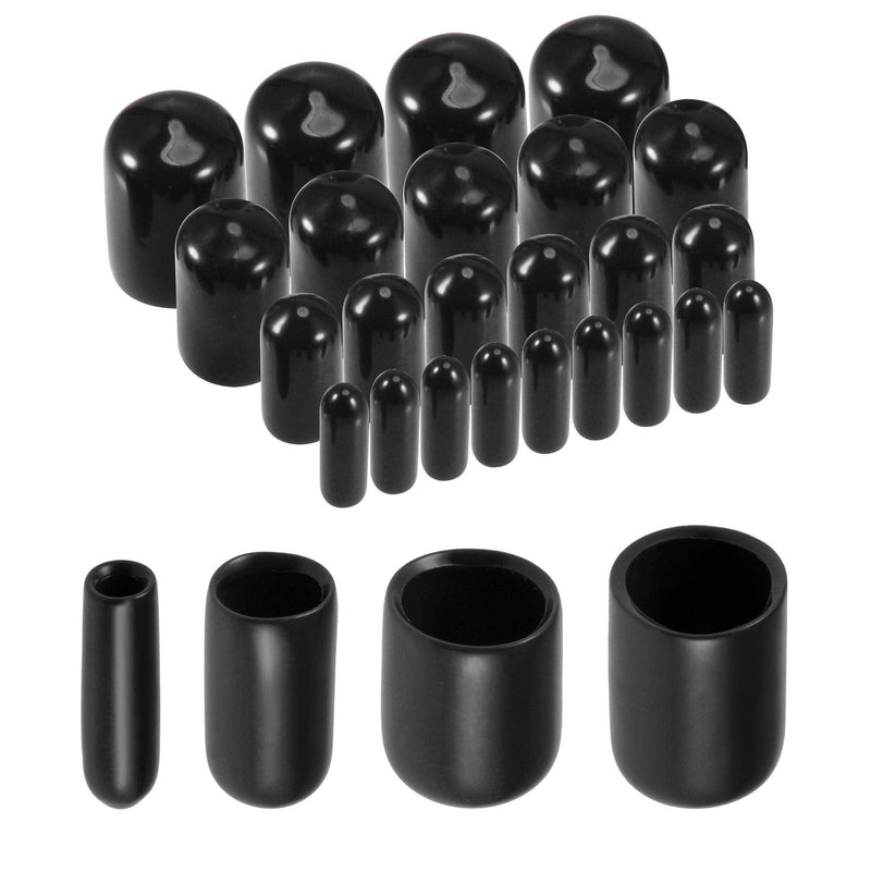  [AUSTRALIA] - uxcell 40pcs Round Rubber End Caps 1/8" 1/4" 3/8" 1/2" Black Vinyl Cover Screw Thread Protectors Assortment Kit(3mm 6mm 9mm 12mm)