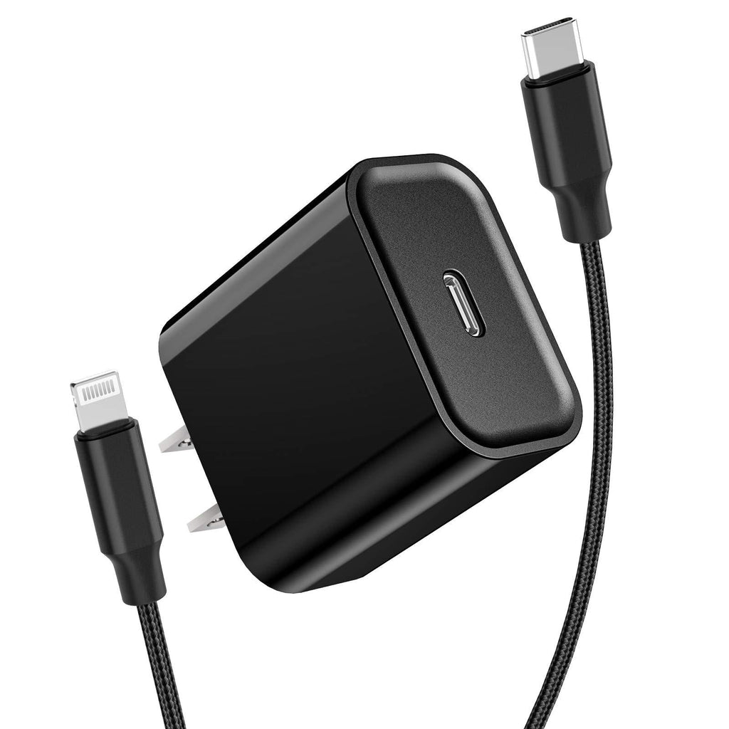  [AUSTRALIA] - [Apple MFi Certified] iPhone Fast Charger, Stuffcool 20W Type C Power Delivery Wall Charger with 6FT Nylon Braided USB C to Lightning Quick Charge Sync Cable for iPhone 13/12/11/XS/XR/X/8/iPad/AirPods Black