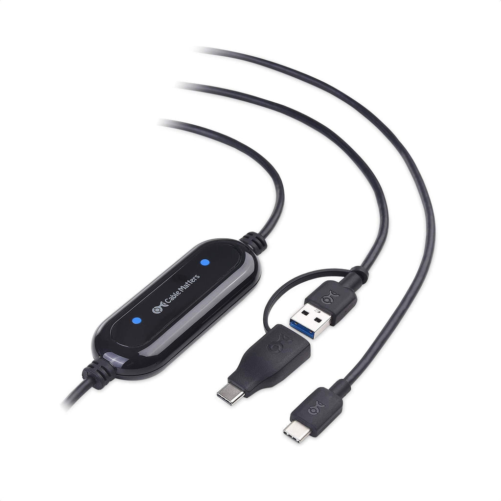  [AUSTRALIA] - Cable Matters USB-C to USB-A and USB-C to USB-C Data Transfer Cable PC to PC for Windows and Mac in 6.6 Feet, Compatible with USB4, Thunderbolt 3, Thunderbolt 4 - Computer Sync Software Included