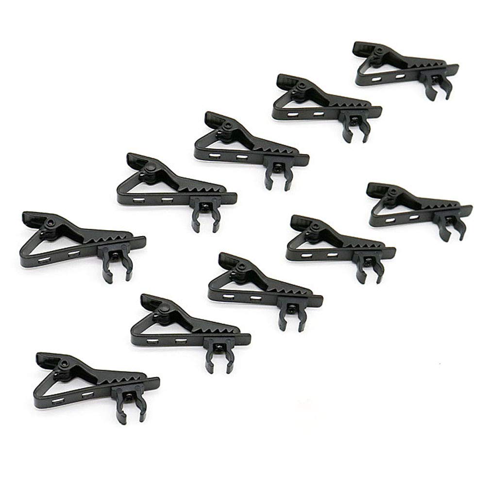  [AUSTRALIA] - 10 Pcs Metal Microphone Tie Clips Clothing Collar Clip for Fixing Microphone, Black