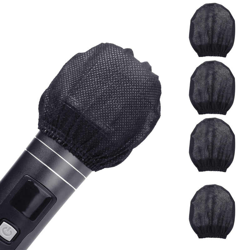  [AUSTRALIA] - 200pcs (100 Pairs) Mic Covers Disposable Non-Woven Individually Wrapped Mic Cover For Sanitary Mic Covers Disposable For Mic Karaoke Microphone Windscreen & Pop Filters Black Black(200PCS)