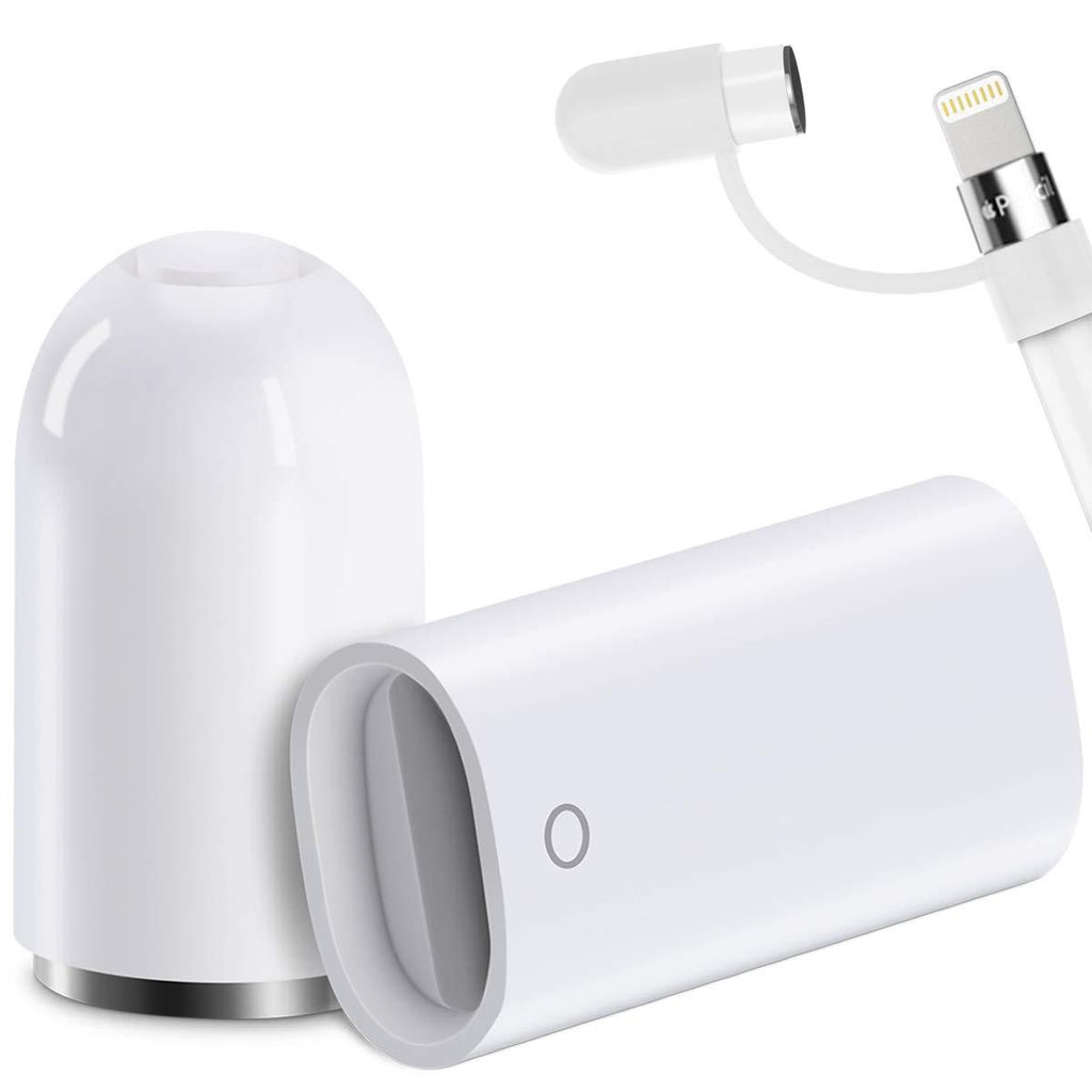  [AUSTRALIA] - Magnetic Replacement Cap and Charger Adapter for Apple Pencil 1st Generation (with Silicone Protective Cap Holder)