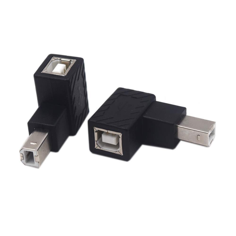  [AUSTRALIA] - Kework 2 Pack USB Type B 2.0 Extender, 90 Degree Right Angle USB B Male to Female Printing and Data Transferring Extension Adapter Connector for Printer Scanner HDD (USB B & Right) USB B & Right