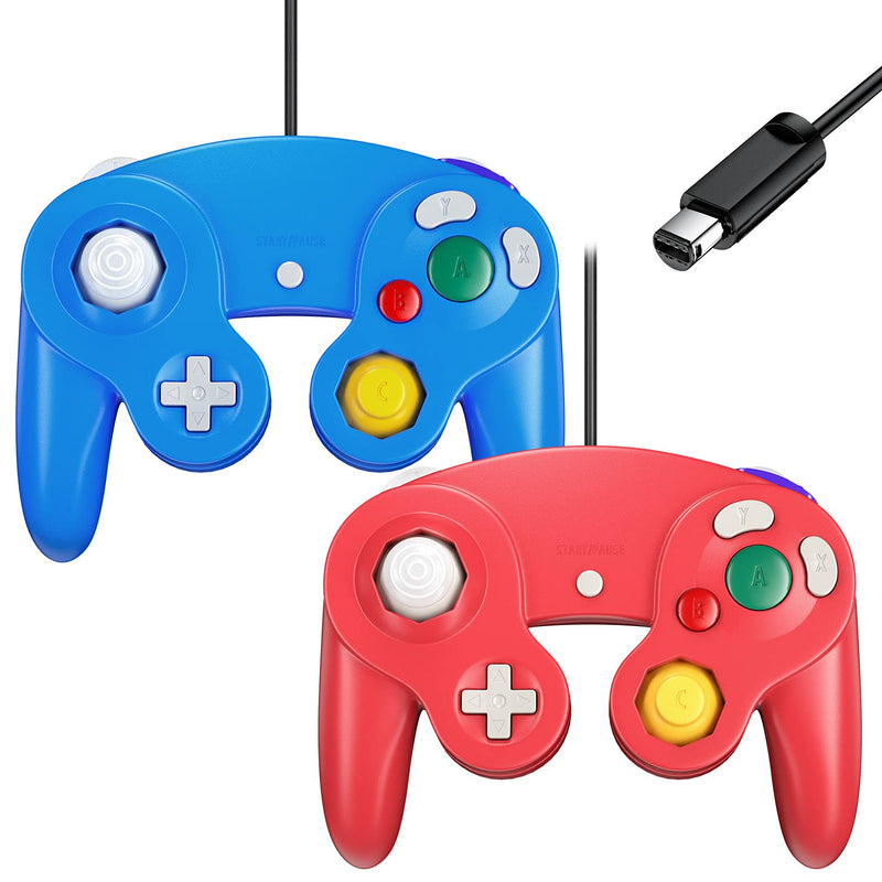  [AUSTRALIA] - Gamecube Controller, Classic Controller Gamepad Compatible with Nintendo Wii, Upgraded - 2 Pack | Red&Blue