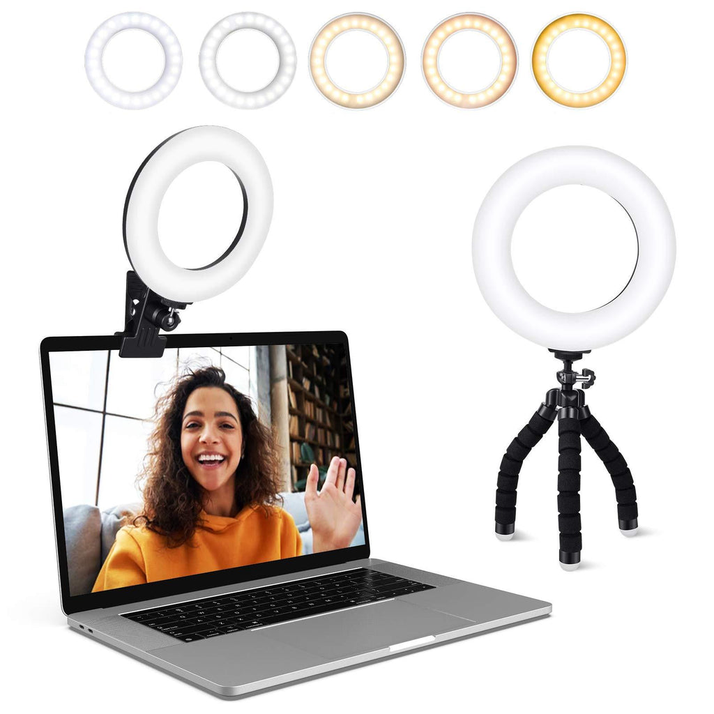  [AUSTRALIA] - Video Conference Lighting Kit, Ring Light Clip on Laptop Monitor with 5 Dimmable Color & 5 Brightness Level for Webcam Lighting/Zoom Lighting/Remote Working/Self Broadcasting and Live Streaming, etc.