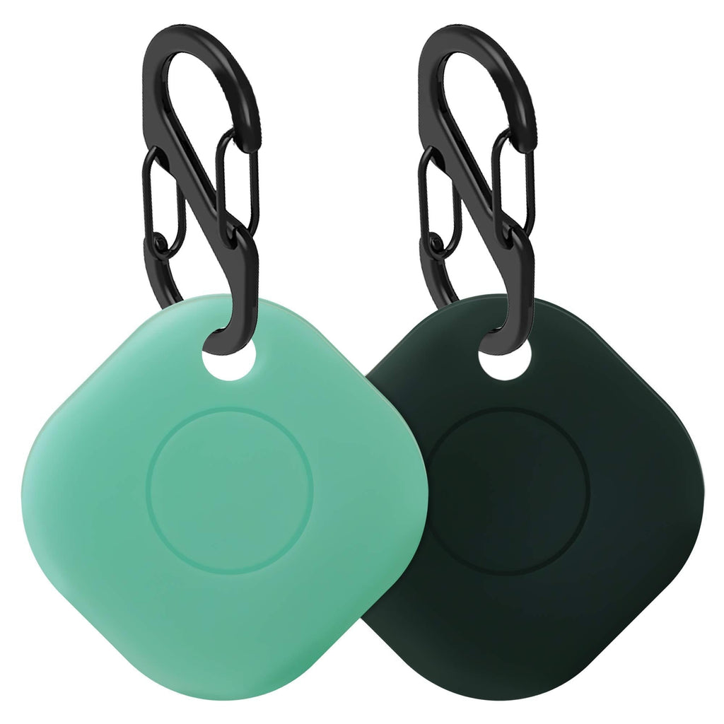 Geiomoo Silicone Case for Galaxy SmartTag, Soft and Flexible, Scratch/Shock Resistant Cover with Carabiner for Galaxy SmartTag Tracker (2 Pack Mint+Emerald Green) 2 Pack Mint+Emerald Green - LeoForward Australia