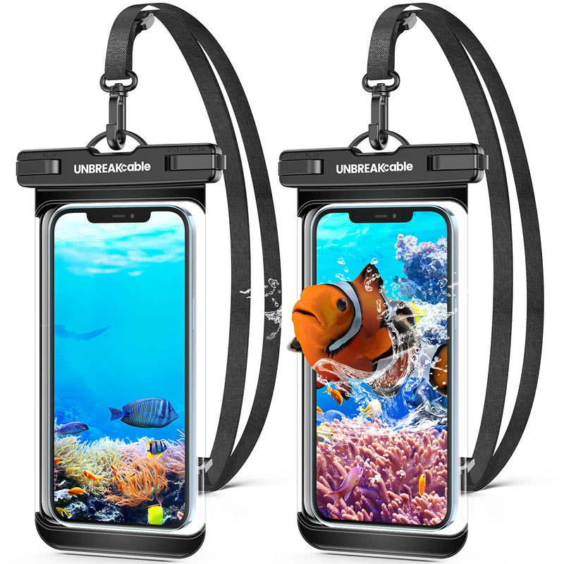  [AUSTRALIA] - UNBREAKcable Universal Waterproof Phone Pouch, IPX8 Dry Bag, Underwater Phone Case for iPhone 12/11 Pro Max, X/XS/XR/XS Max, 8, Samsung, LG, HTC and More Up to 6.7 Inches- 2 Packs