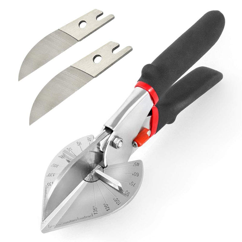  [AUSTRALIA] - Multi Angle Miter Shear Cutter Hand Tools,45-135 Degree Adjustable Angle Scissors Trim Shears Tools for Vinyl Wood Molding Trim, 2 Extra Spare Blades Included