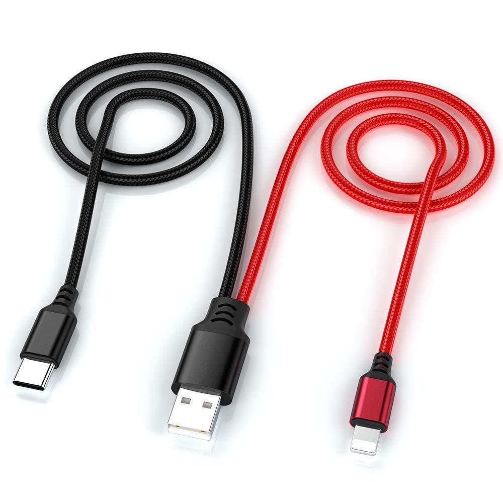 Multi Charger Cable 2 in 1 3Ft Universal Phone Charger Cord Nylon Braided Multiple USB Fast Charging Cable Type C/iPhone Lightning Connector for iPhone/Samsung S8/LG/Pixel/Huawei Android/Tablets. - LeoForward Australia