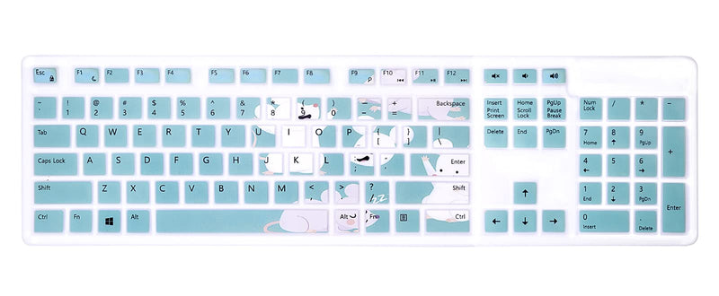  [AUSTRALIA] - WYGCH Silicone Keyboard Cover for Dell KM636 Wireless Keyboard & KB216 Wired/for Dell Optiplex 5250 3050 3240 5460 7450 7050/Inspiron AIO 3475/3670/3477 All-in one Desktop Keyboard Skin-Little Mouse Little Mouse