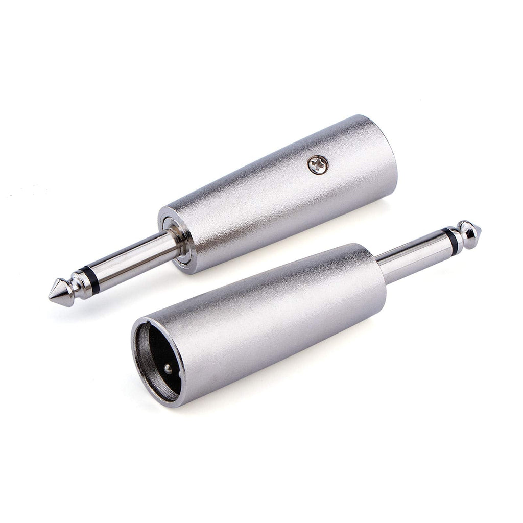  [AUSTRALIA] - ALEKOR XLR Male to 1/4 Inch Male TS Adapter - 6.35mm Mono to XLR Male Gender Changer Connector - 2 Pack XLR Male to 1/4" TS Adapter