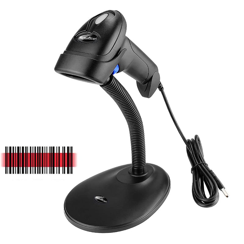  [AUSTRALIA] - NetumScan Handheld USB 1D Barcode Scanner with Stand, Wired CCD Bar Code Reader for POS System Sensing, Store, Supermarket, Warehouse