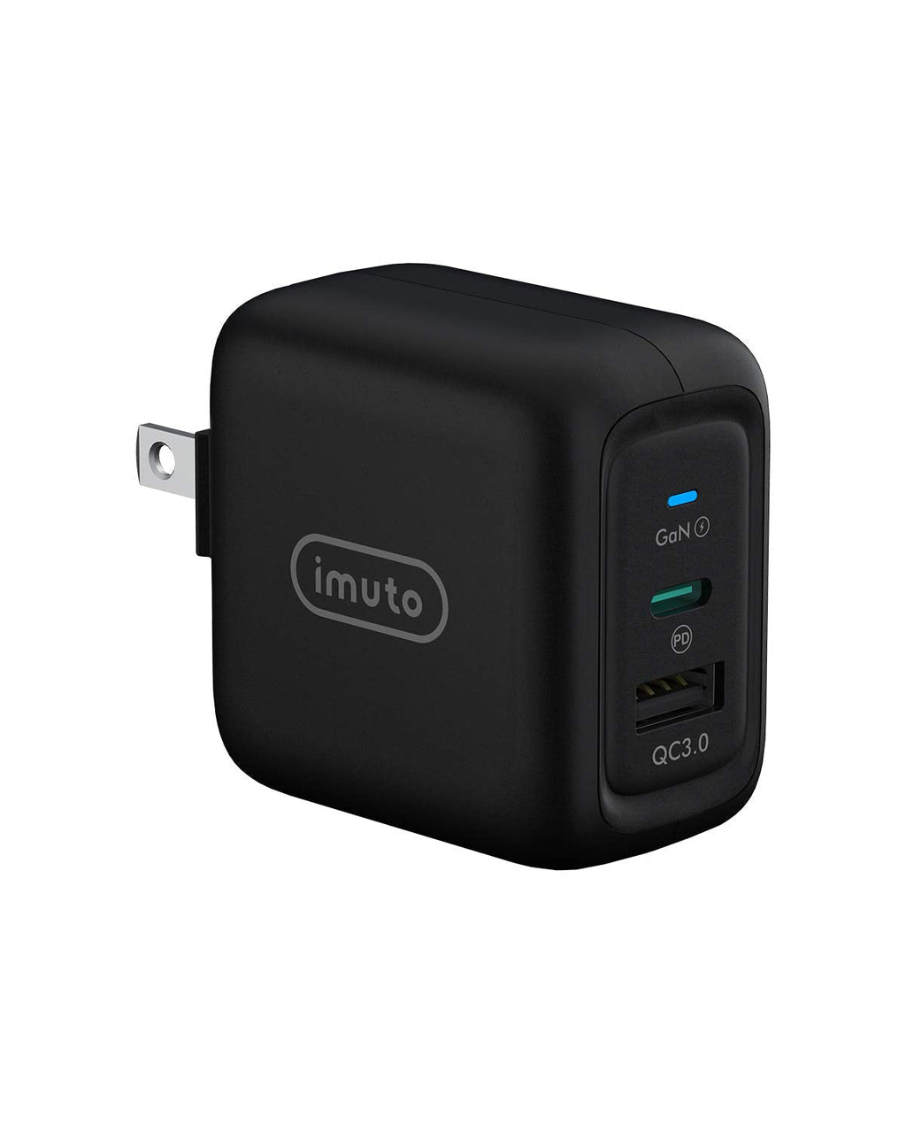  [AUSTRALIA] - USB C Charger 65W Fast Wall Charger, imuto PD3.0 & GaN Tech 2-Port Type C +USB Power Adapter Compact Foldable Travel Charger for iPhone 12 Mini Pro Max, MacBook Pro, Galaxy, Switch and More GAN-65W