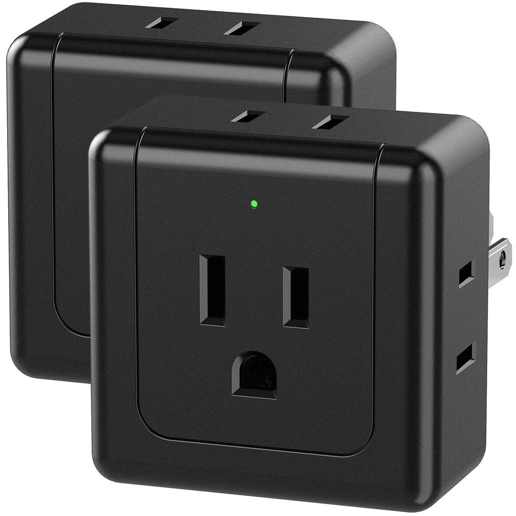  [AUSTRALIA] - 【2 Pack】2 prong to 3 prong outlet adapter,5 Way Wall Outlet Extender Wall Outlet Splitter,Japan Travel Power Splitter for USA to Japanese,Wall Plug Extender Outlet Adapter Plug Dorm Black 2-Prong Black-2 Pack