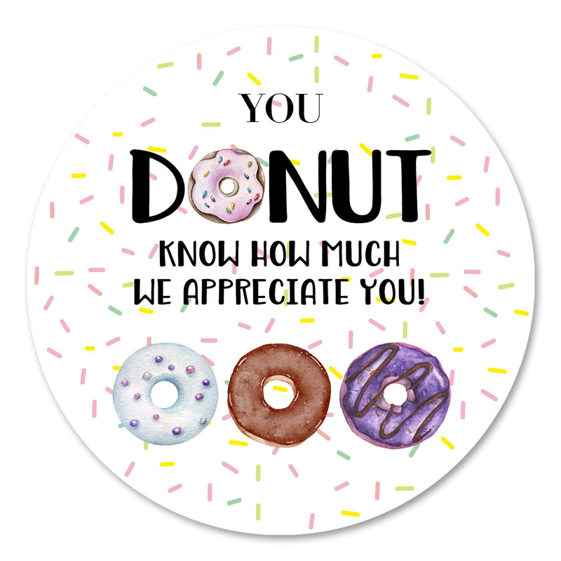 Donut Know How Much We Appreciate You Stickers, 40 2 Inch Teacher, Employee Thank You Appreciation Favor Labels - LeoForward Australia