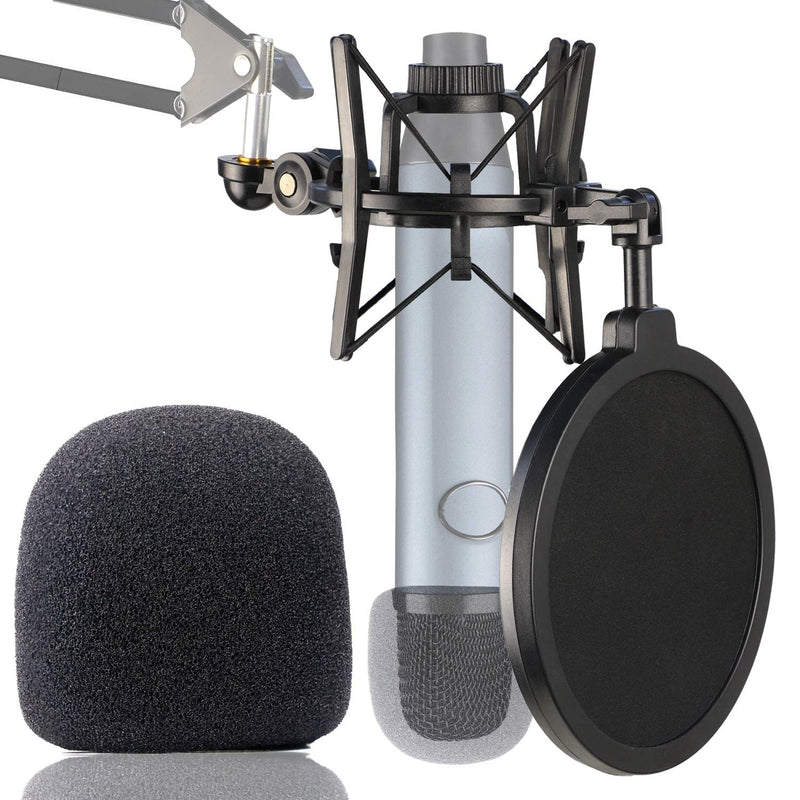  [AUSTRALIA] - Blue Ember Mic Shock Mount with Pop Filter Mic Foam Covers to Reduce Vibration Noise Compatible with Blue Ember Condenser Microphone by YOUSHARES