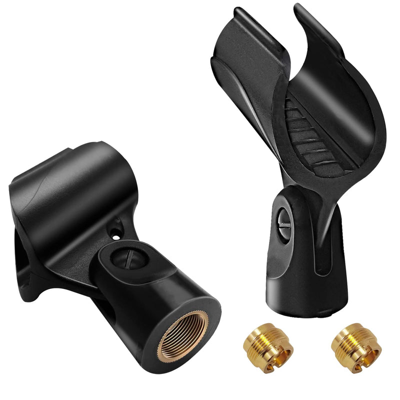  [AUSTRALIA] - Mictop Universal Microphone Clip Holder, Comes with 5/8" Male to 3/8" Female Screw Adapter Suitable for Handheld Microphones, 2-Pack