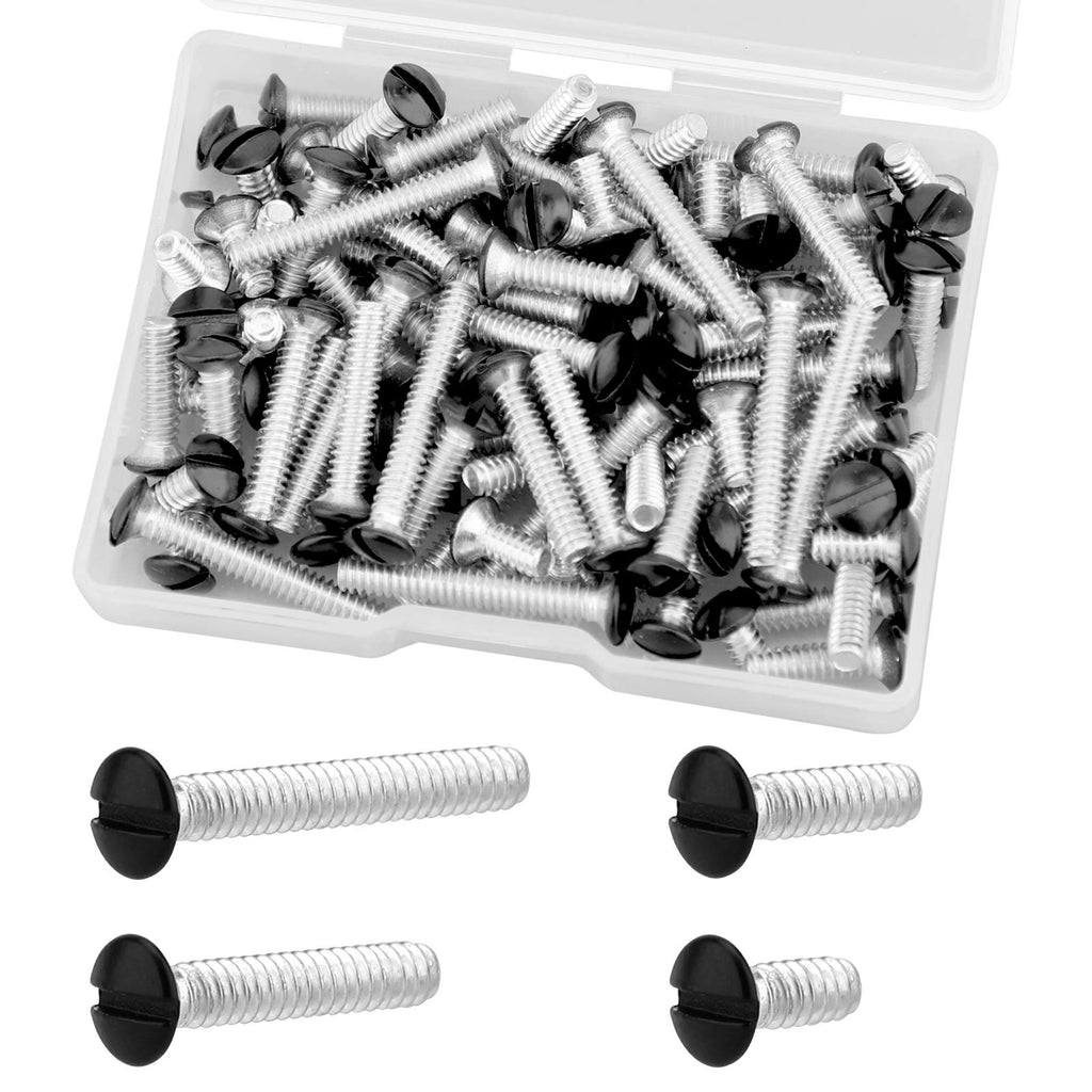  [AUSTRALIA] - TOYMIS 100Pcs 4 Sizes 6-32 Thread Black Wall Plate Screws Outlet Cover Screws Switch Cover Screws Replacement Wall Plate Screws Electrical Screws (Black)