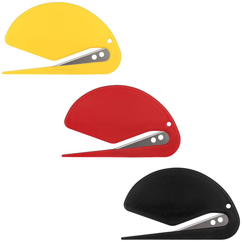  [AUSTRALIA] - Hutou 3 Inch Letter Opener Envelope Slitter Set Sharp and Efficient Open Envelopes with Ease, 3 Color (Black/Red/Yellow)