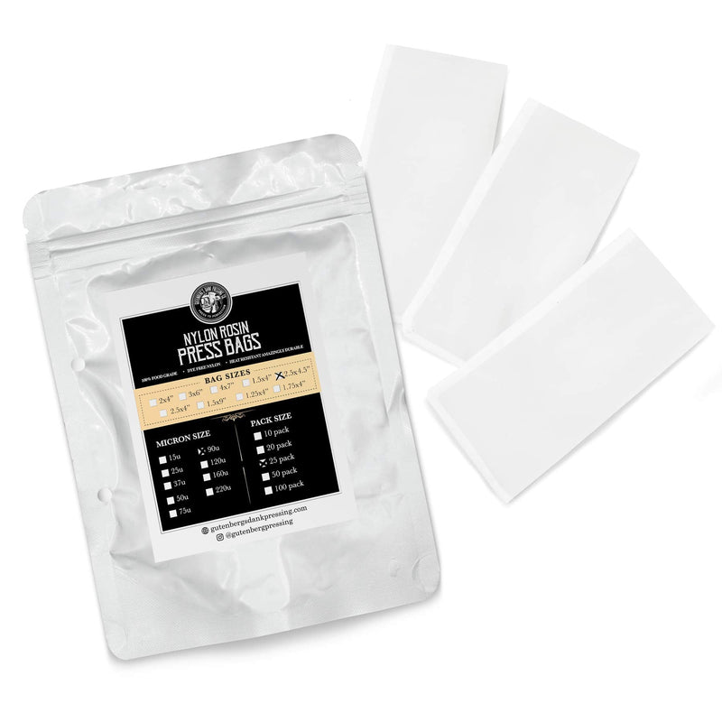  [AUSTRALIA] - Gutenberg's Dank Pressing Co 2.5x4.5 inch premium rosin bags 25-50 Packs | rosin press bags | dab press nylon micron bags | All Micron Sizes (25-Pack, 90 Micron) 25-Pack