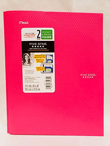  [AUSTRALIA] - Five Star 2-Pocket & Prong Checkered Plastic Folder 11-5/8" x 9-5/16" (Magenta) Magenta