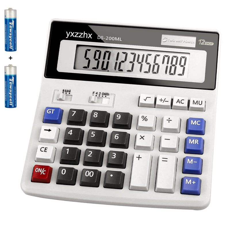  [AUSTRALIA] - Desk Calculator, Two Way Power Battery and Solar Calculators Desktop, Big Buttons Easy to Press Used as Office Calculators for Desk, 12 Digit Calculators Large Display Clearly