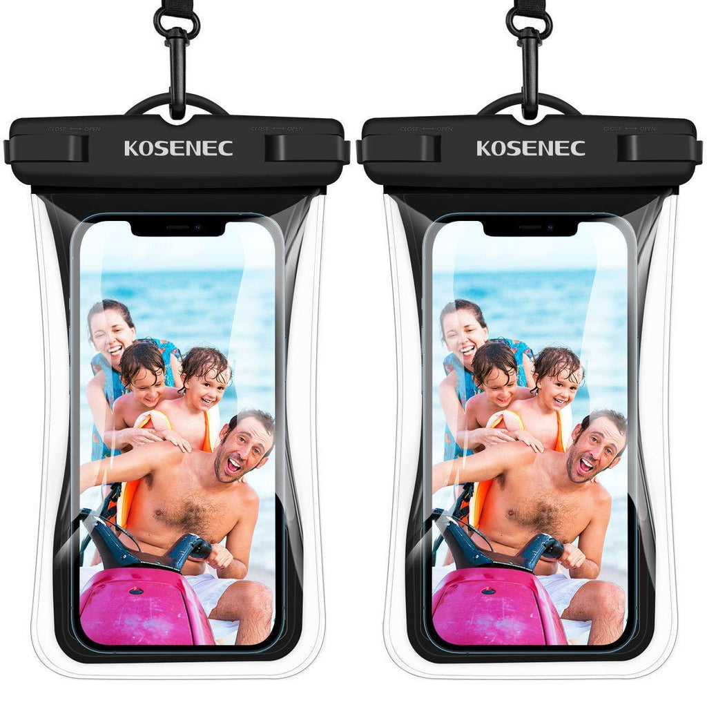  [AUSTRALIA] - Waterproof Phone Pouch, [2-Pack] Floating IPX8 Universal Cell Phone Waterproof Case Underwater Dry Bag with Lanyard Take Pictures Compatible with iPhone, Samsung and More Up to 6.9'' Black+Black