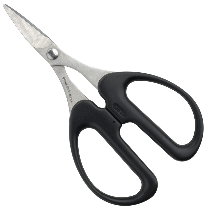  [AUSTRALIA] - ALLEX Rubber Scissors Heavy Duty Sharp Japanese Stainless Steel 1", Small Rubber Cutting Scissors for Rubber Sheet, Rubber Stamp, Craft, Curved Blade Tips, Made in JAPAN, Black