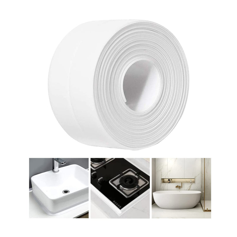  [AUSTRALIA] - Caulk Strip, 1.5" x 10.5Ft Self Adhesive Caulk Tape, PVC Waterproof Sealing Tape for Bathroom Bathtub Kitchen Toilet Wall White