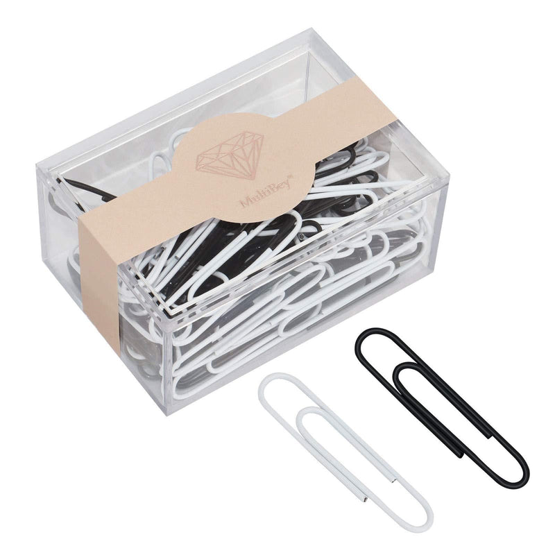 70Pcs 2" Jumbo Paper Clips Large Paper Clips Bookmarks in Acrylic Clip Holder Organizer, Fashion Desk Stationery Accessories for Office School and Home Use (50mm Black N White) 50mm Black N White - LeoForward Australia