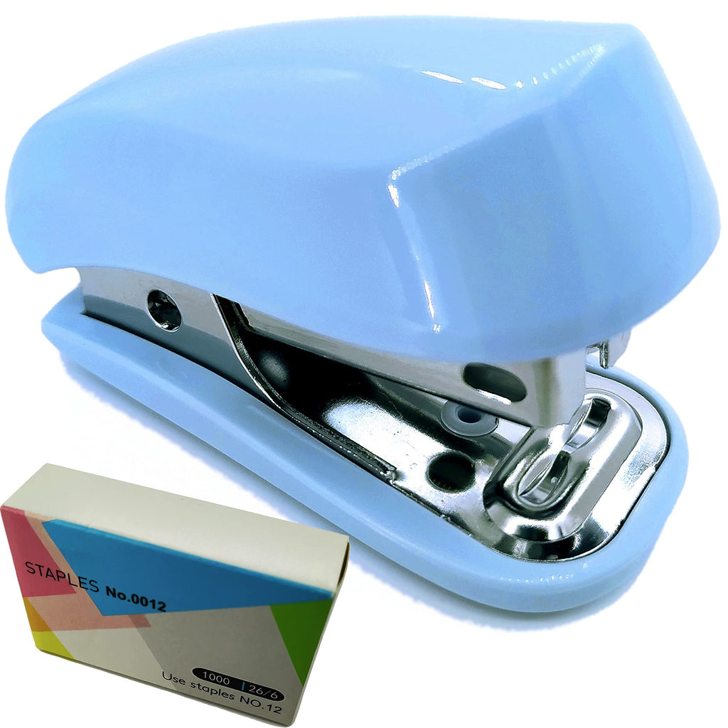  [AUSTRALIA] - Mini Staplers, Desktop Stapler, Small Stapler Size, 25 Sheet Stapler, Fits into The Palm of Your Hand; Includes Built-in Staple Remover & 1000 Standard Staples（Blue）