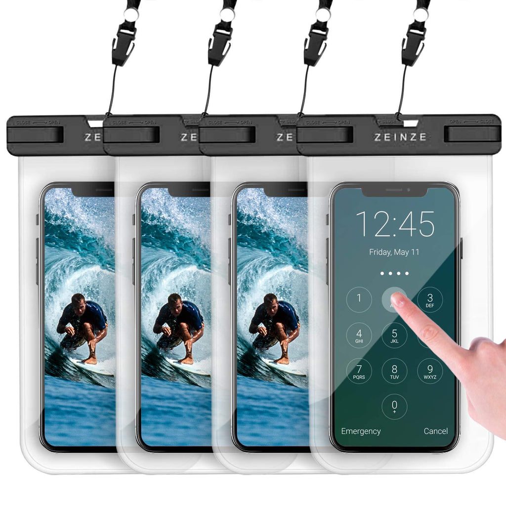  [AUSTRALIA] - ZEINZE 4 Pack Waterproof Phone Pouch Universal Waterproof Phone Case Dry Bags for iPhone 11 Pro Max XS Max XR X 8 7 6S Plus Galaxy Pixel Up to 6.9 (Black) Black