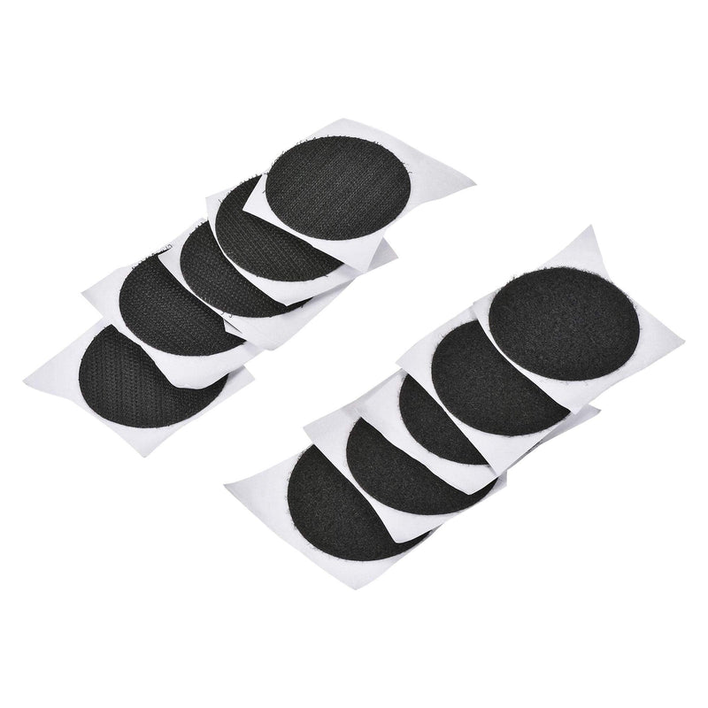  [AUSTRALIA] - uxcell Self Adhesive Dots 50mm 2 Inch Diameter Hook and Loop Tapes Coins Black Nylon Sticky Glue for Office Home 12 Pairs