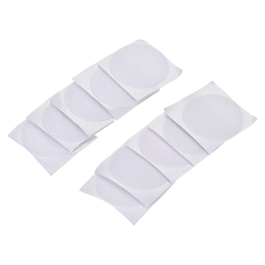  [AUSTRALIA] - uxcell Self Adhesive Dots 50mm 2 Inch Diameter Hook and Loop Tapes Coins White Nylon Sticky Glue for Office Home 12 Pairs