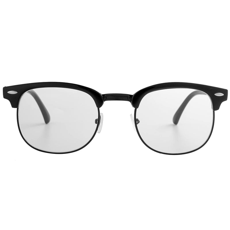 Blue Light Blocking Glasses for Women Men Classic Semi Rimless Fake Nerd Anti Blue Ray Computer Eyeglasses Bright Black/Black 52 Millimeters - LeoForward Australia