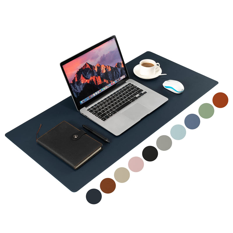 Leather Desk Pad,Wolaile 36x17 inch Large Mouse Pad,Waterproof Non-Slip Writing Desk Blotter,Computer Mat Desktop Protector for Office Home,Navy Blue Navy Blue - LeoForward Australia