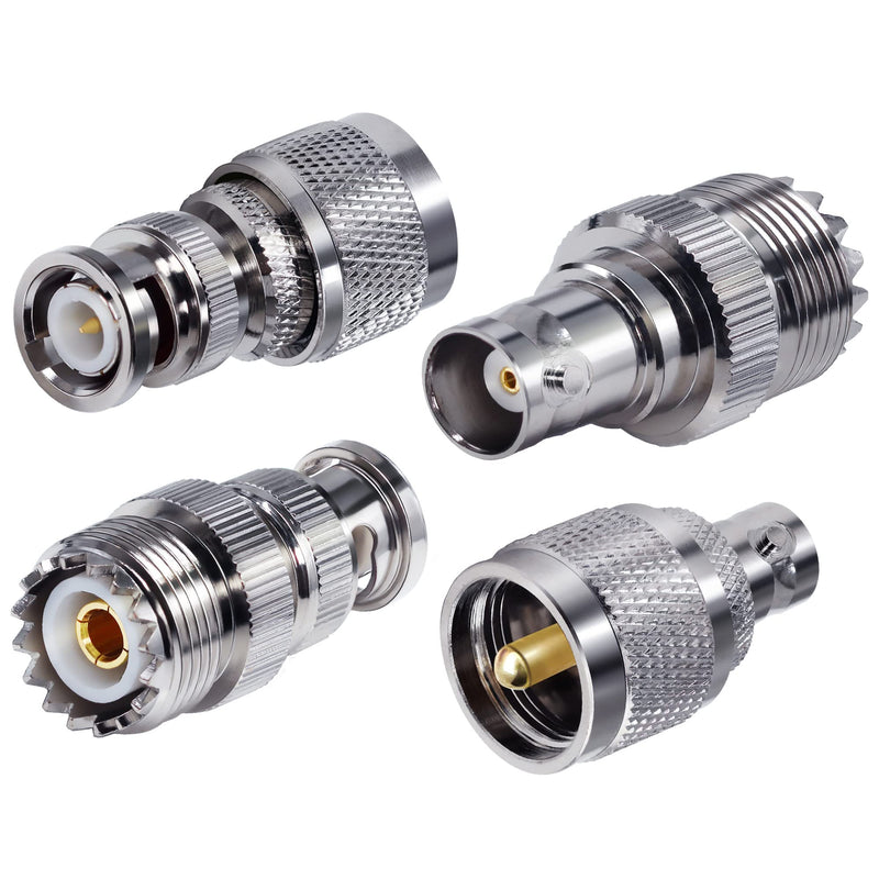  [AUSTRALIA] - TUOLNK 4pcs PL259 SO239 to BNC Adapter Coax Cable Connector, BNC to UHF Adapter Kit Male to Female Cable Gender Changers Coaxial Connector Kit for CB Radio,Radio,Antennas,Extension Coax Cable UHF to BNC Adapter Kit