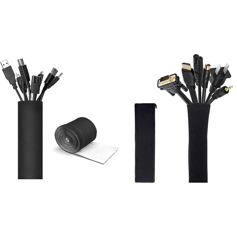  [AUSTRALIA] - JOTO 10.83ft Cuttable & Flexible Cable Management Sleeve Bundle with 2 Pack 19-20 Inch Cord Management System with Zipper