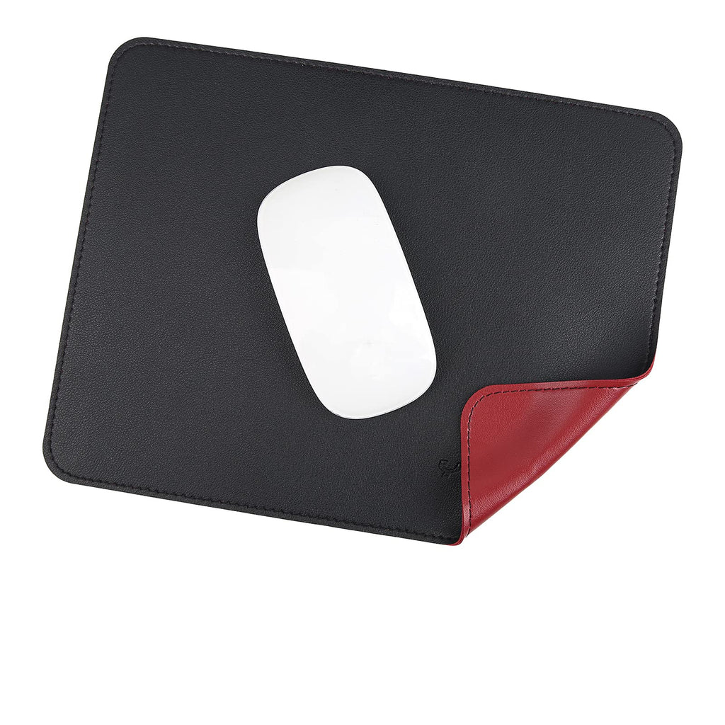  [AUSTRALIA] - YXLILI Mouse Pad, Dual-Sided PU Leather Mouse Mat, Waterproof Ultra Smooth Mousepads with Stitched Edge Computer Mouse Pads for Office Home Gaming Work Study Black/Red