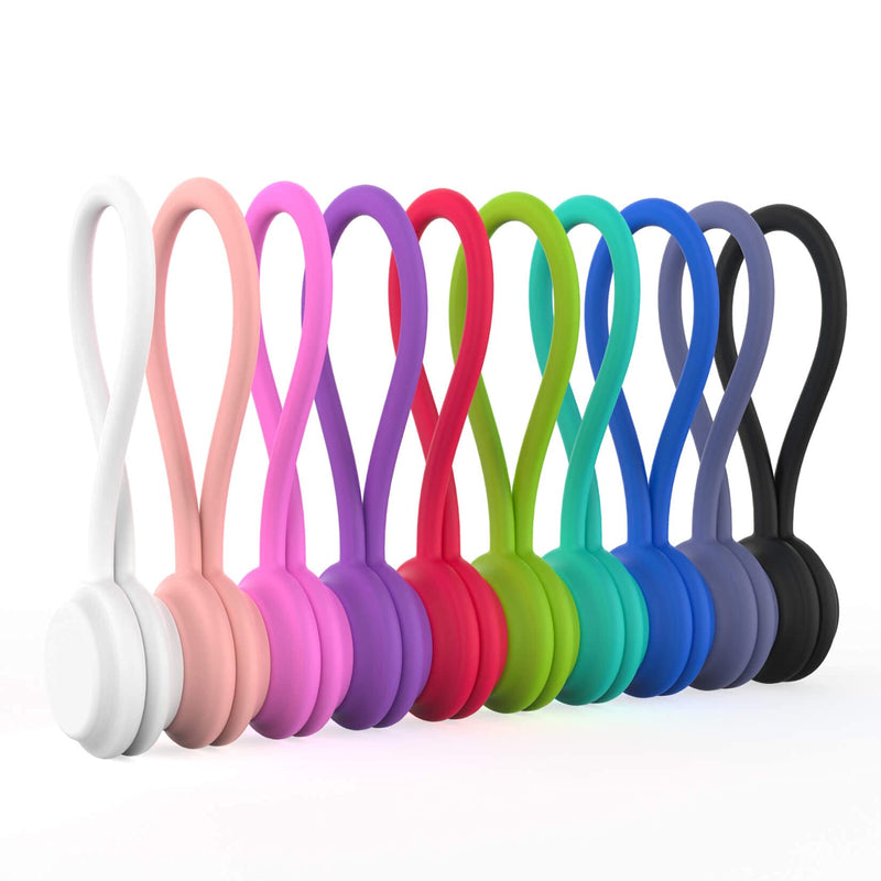  [AUSTRALIA] - Magnetic Cable Ties 10 PCS Reusable Cable Organizers Earbuds Cords USB Cable Manager Keeper Wrap Ties Straps Bookmark Clips Whiteboard Noticeboard Fridge Magnets for Office, School, Home Organization