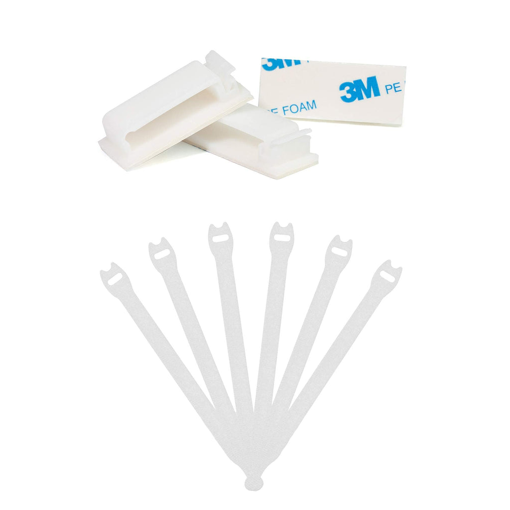  [AUSTRALIA] - ENVISIONED Multipurpose 3M Adhesive Cable Clips (White) Bundled with 1/2" x 8" White Cable Ties