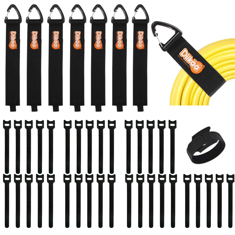  [AUSTRALIA] - 42pcs DIIKAA Extension Cord Holder Kit- 7 Pack Extension Cord Organizer （16 inch） and 35 Pack Reusable Cable Ties, Extension Cord Strap with Triangle Clips for Garage Organization and Storage 7+35 Pack