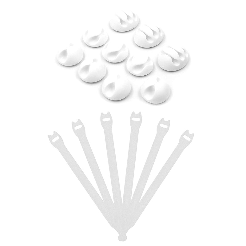  [AUSTRALIA] - Cable Management Bundle, including 30 pack of White Cable Ties (1/2" x 8") and 10 pack of Round White 3M Adhesive Cable Clips